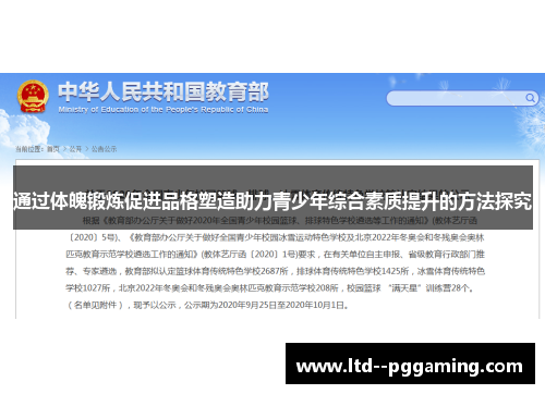 通过体魄锻炼促进品格塑造助力青少年综合素质提升的方法探究